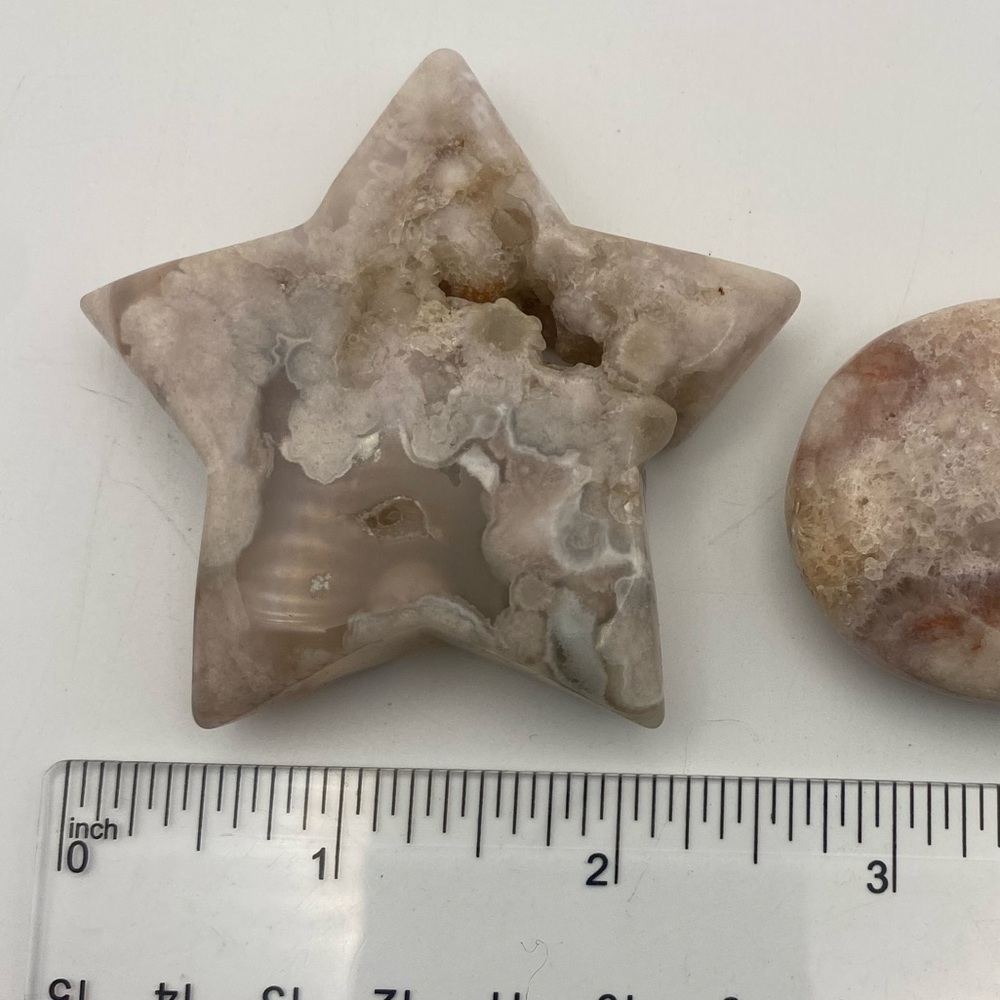 Flower Agate Star with Druzy - Picture 9 of 9